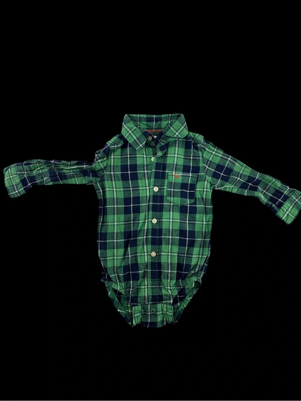 Carter's Navy and Green Plaid Matching Set with drawstring waist jeans 12m
